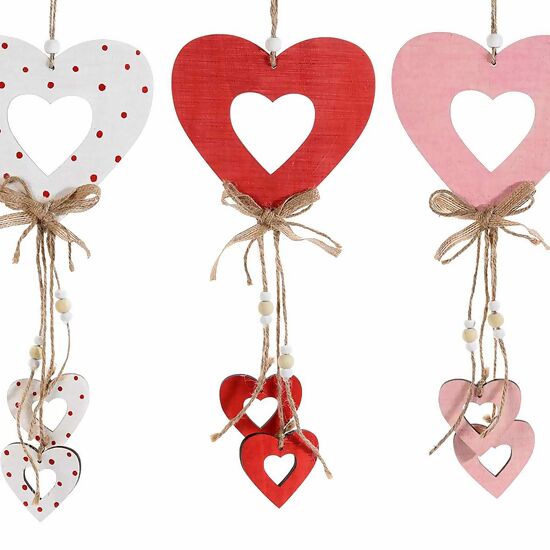 Pendentif coeur en bois avec décorations à accrocher