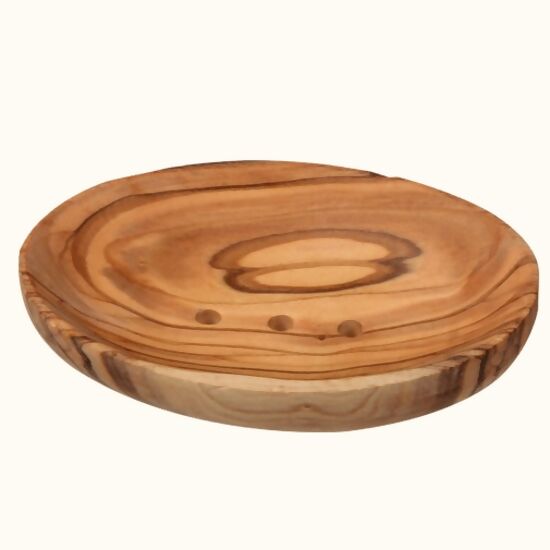 Porte savon ovale en bois d'olivier Anaé