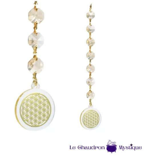 Suncatcher Fleur de Vie + cristal couleur champagne