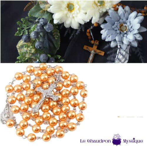 Chapelet perles couleur - Orange
