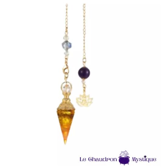 PENDULE ORGONITE & AMETHISTE / ORANGE