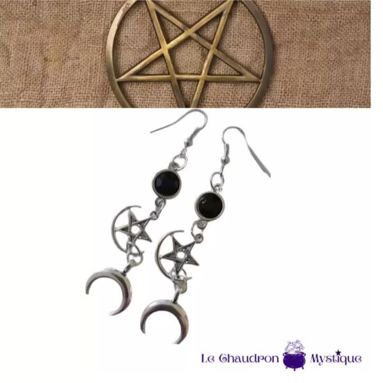 Boucles d'oreilles Pentacle & demie Lune