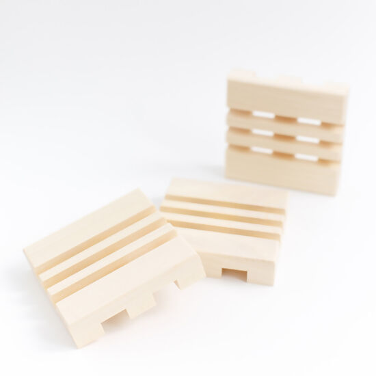 Porte-savon carré en bois – 3 traits