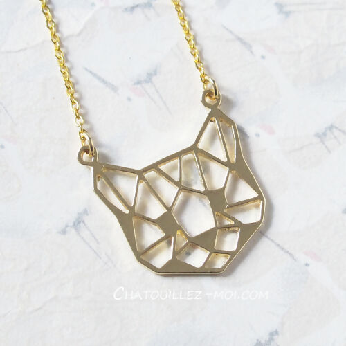 COLLIER CHAT ORIGAMI OR